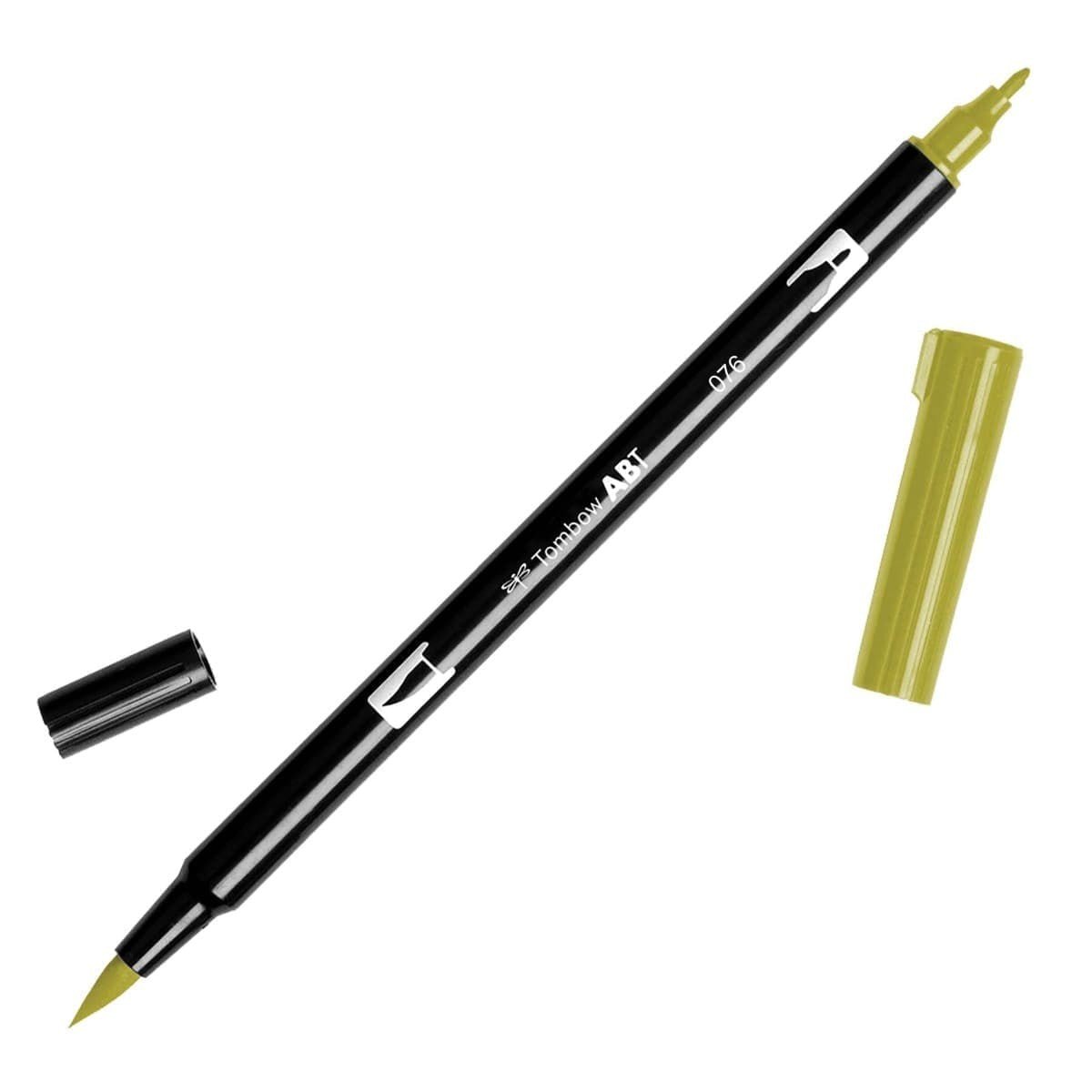 ABT Dual Brush pen - 076 Green ochre - Grönbrun penselpenna - Tombow - Tidformera
