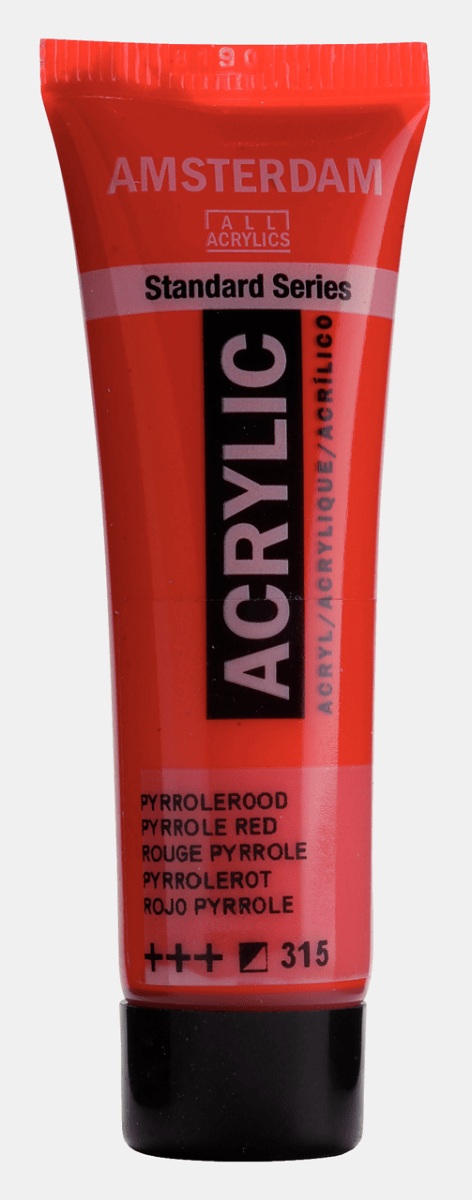 Liten tub med röd Amsterdam Akrylfärg 20 ml 315 - Pyrrole Red från Royal Talens - Tidformera