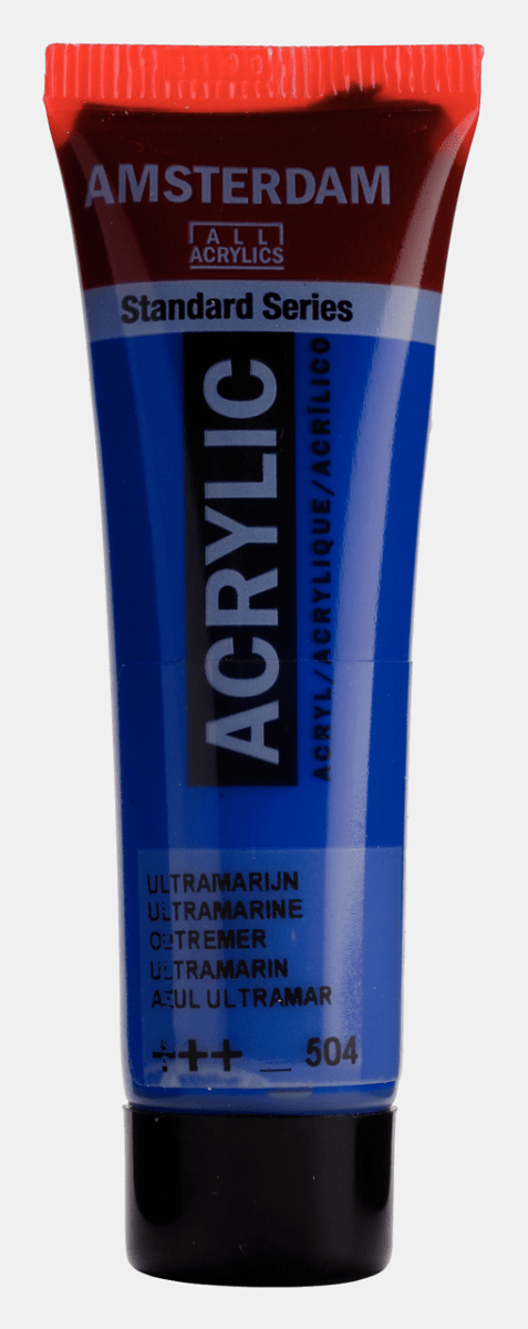 Liten tub med blå Amsterdam Akrylfärg 20 ml 504 - Ultramarine från Royal Talens - Tidformera