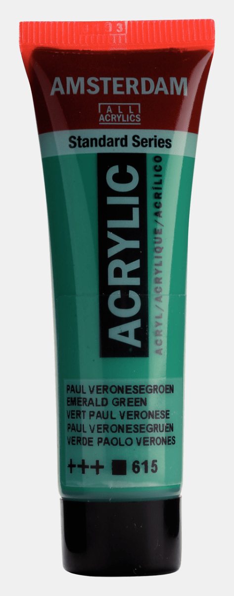 Liten tub med grön Amsterdam Akrylfärg 20 ml 615 Emerald Green från Royal Talens - Tidformera