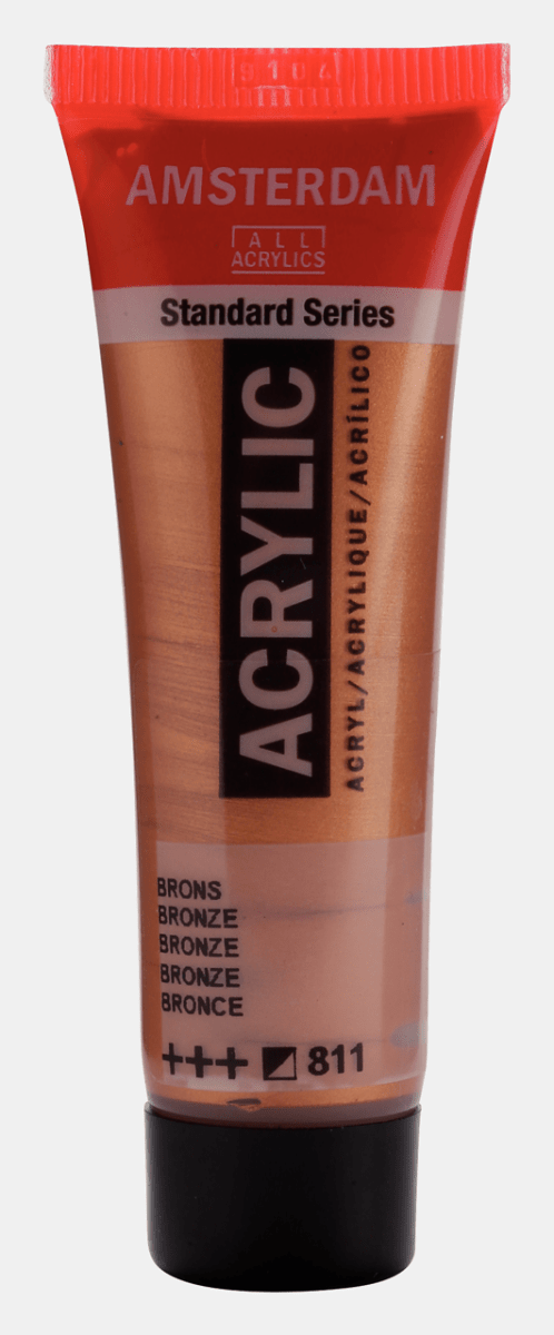 Liten tub med bronsfärgad Amsterdam Akrylfärg 20 ml 811 - Bronze från Royal Talens - Tidformera