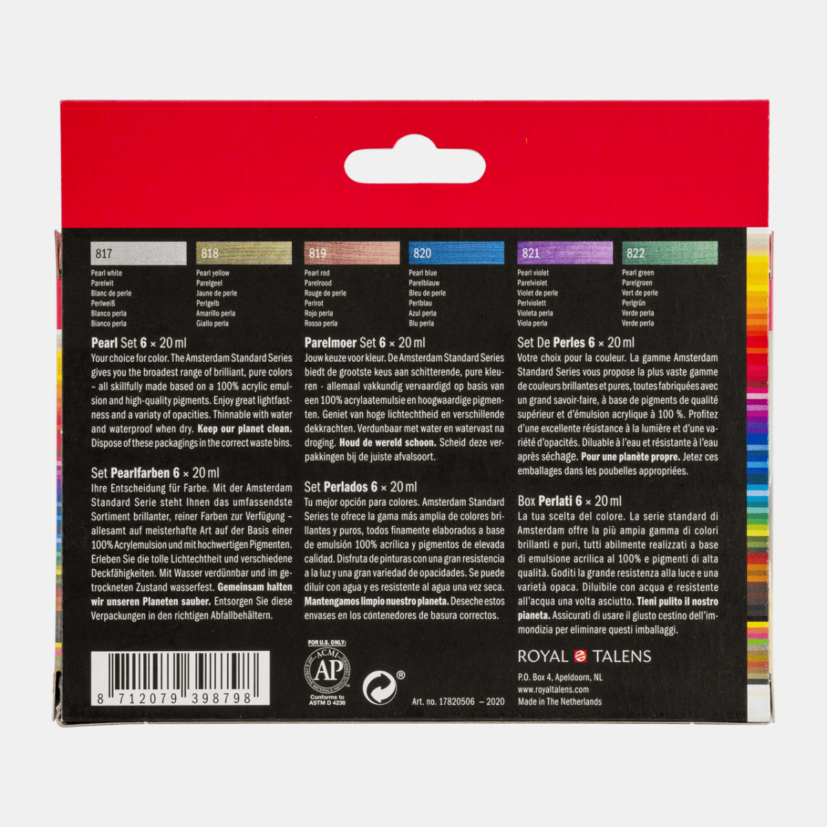 Amsterdam Akrylfärg 6 - pack 20 ml - Pearl set - 6 - Royal Talens - Tidformera
