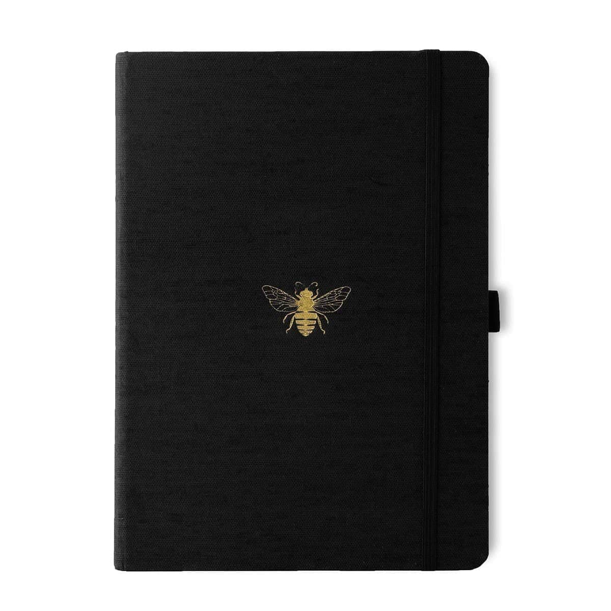Anteckningsbok B5 PRO Bee Olinjerad frÄn Dingbats* - Svart anteckningsbok med ett guldprÀglat bi pÄ. Boken har svart gummiband för stÀngning samt pennhÄllare.
- Tidformera