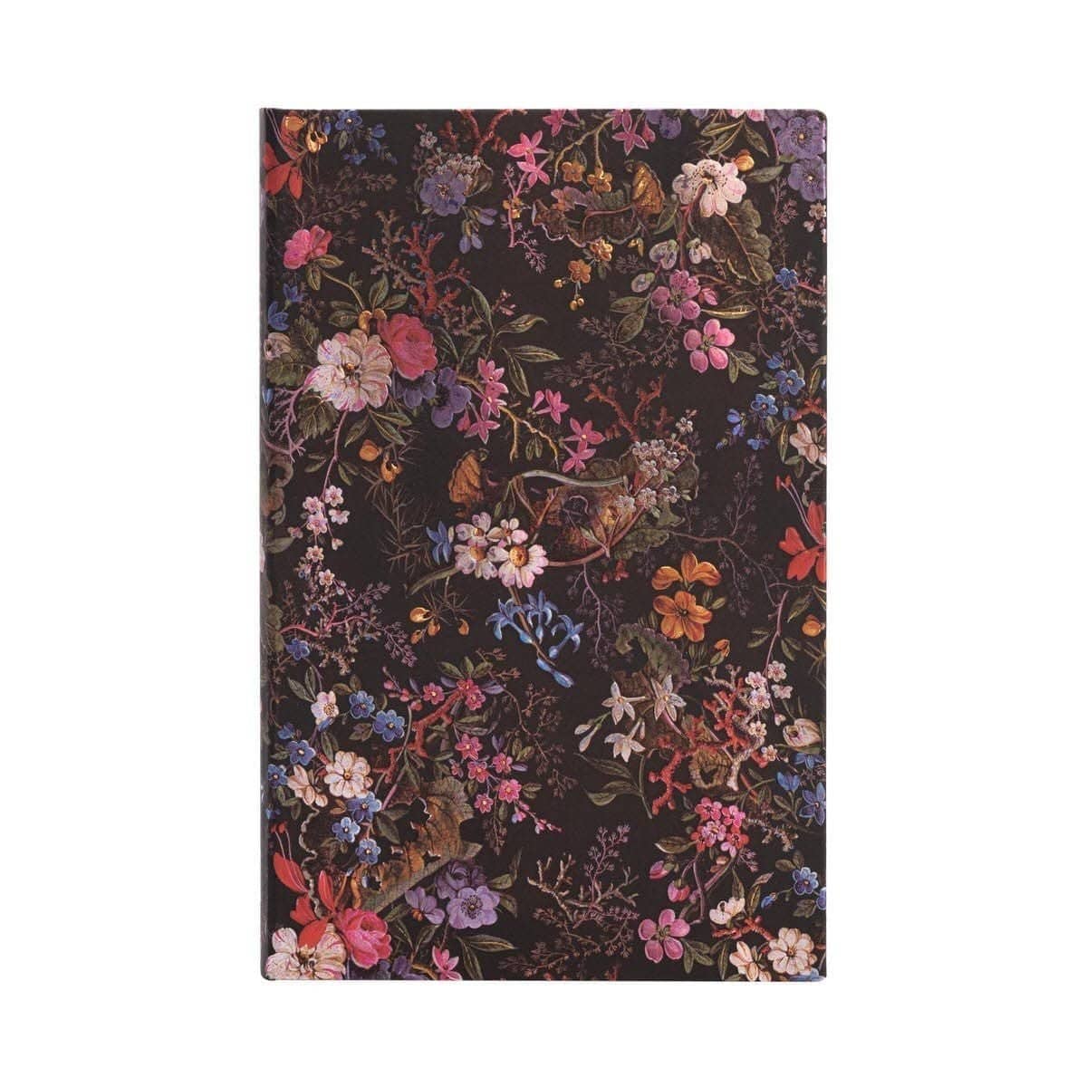 Anteckningsbok Floralia - Maxi Dotted Hård pärm - Svart anteckningsbok med blommor i många färger. Från Paperblanks - Tidformera