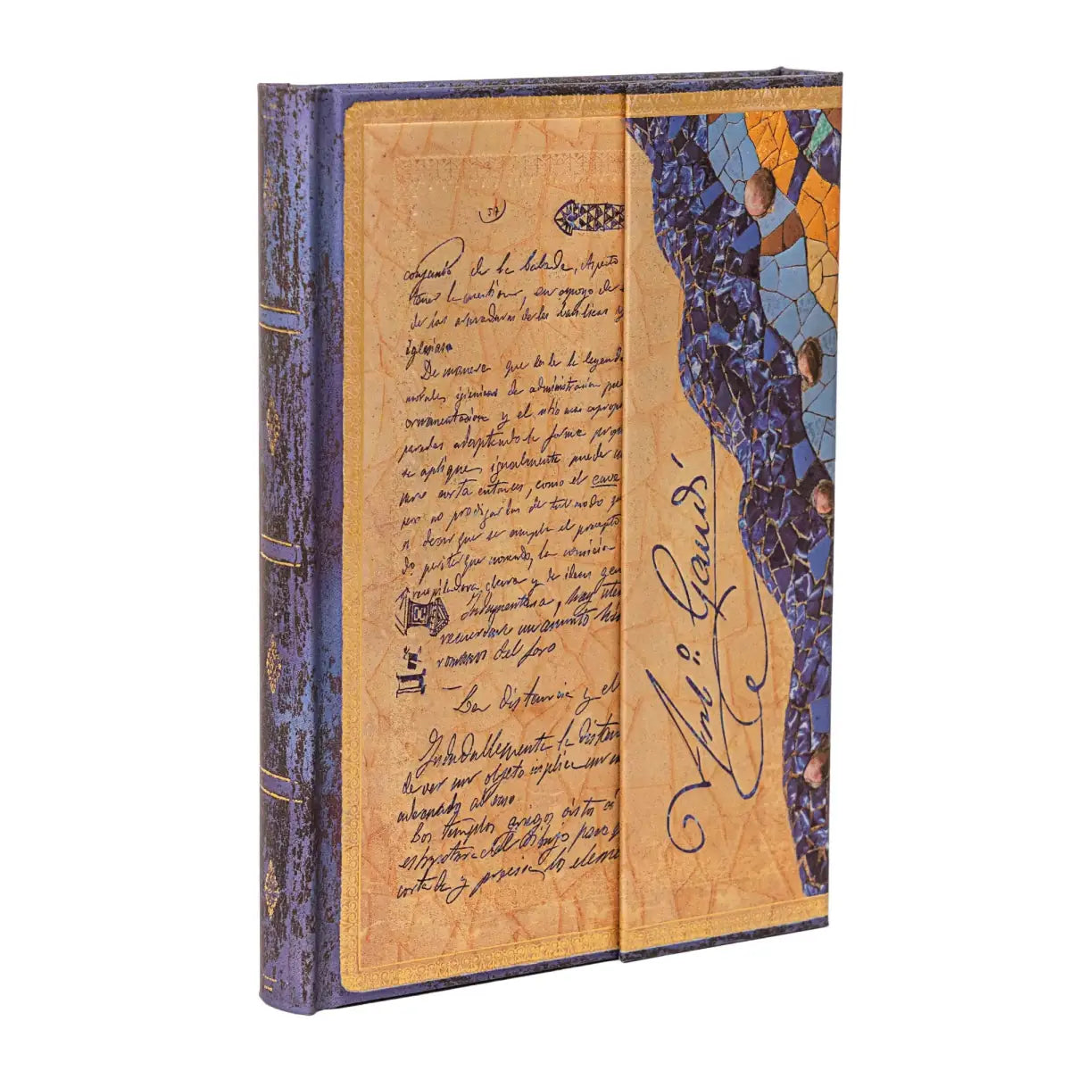 Anteckningsbok Gaudi The Manuscript of Reus - Midi Linjerad Wrap - 1 - Paperblanks - Tidformera