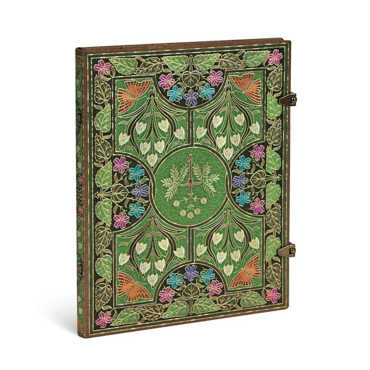 Grön anteckningsbok Poetry in Bloom - Ultra Linjerad Hård pärm Knäppe från Paperblanks. Pärmen har blommor i olika färger och det finns 2 knäppen att stänga boken med. - Tidformera