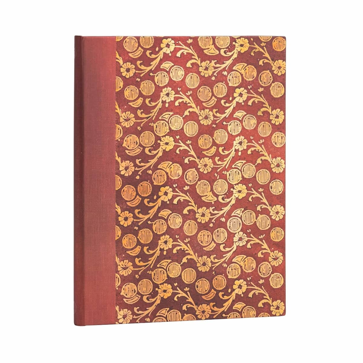 Röd anteckningsbok med guldfärgat mönster. The Waves (Volym 4) - Ultra Linjerad Hård pärm Elastiskt band från Paperblanks - Tidformera