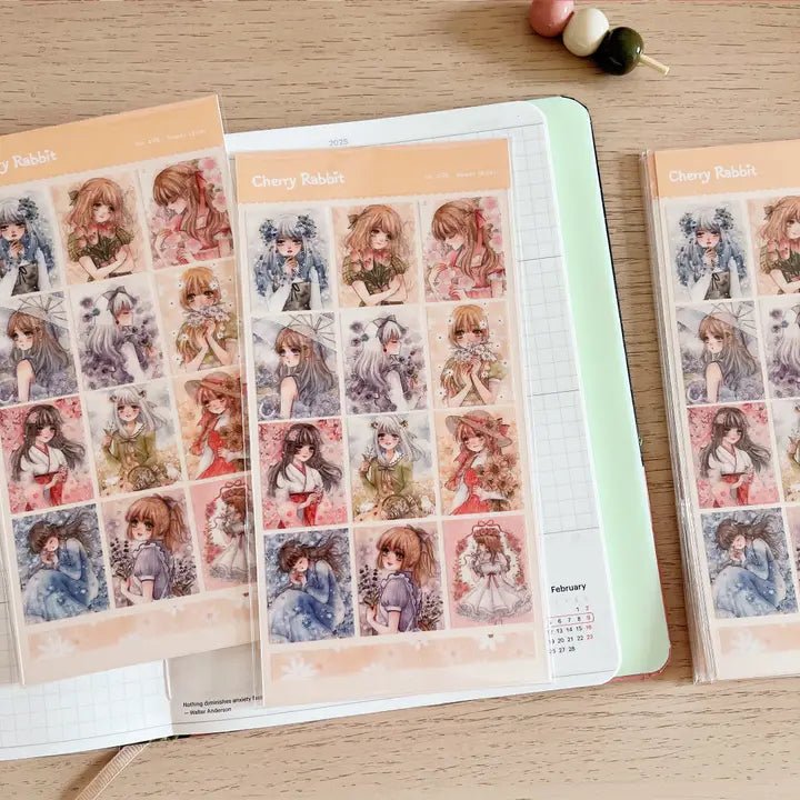 Clear Stickers no. 096 Flower series - 5 - Cherry Rabbit - Tidformera