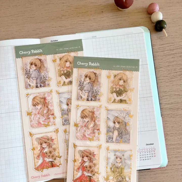 Clear Stickers no. 096 Flower series (ver. 2) - 4 - Cherry Rabbit - Tidformera