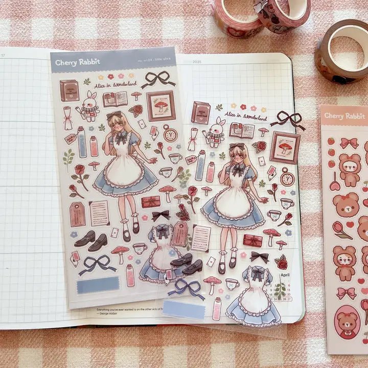 Clear Stickers No. 124 Little Alice - 4 - Cherry Rabbit - Tidformera