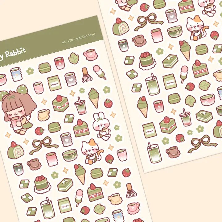 Clear Stickers No. 130 Matcha love - 3 - Cherry Rabbit - Tidformera