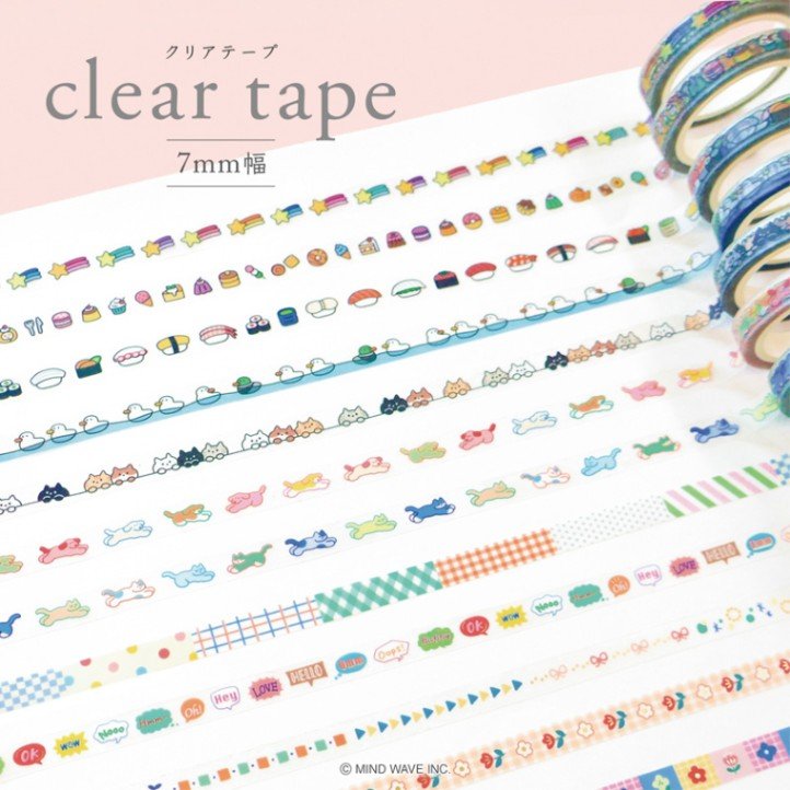 Clear tape 7 mm - Pop icon - Cats - 2 - Mind Wave - Tidformera