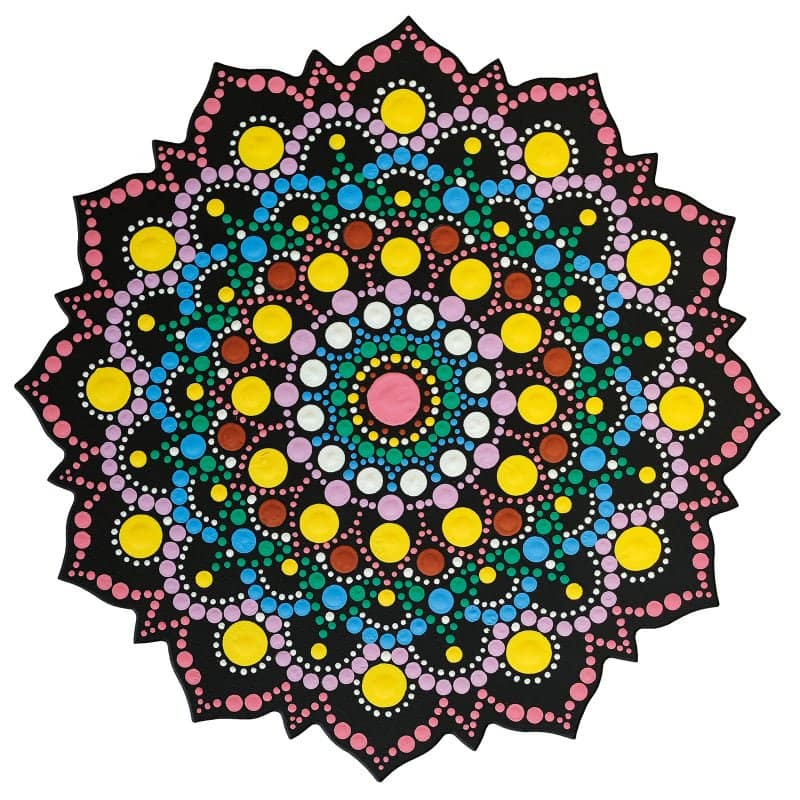 Dot Painting - Mdf - skiva och stencil - 20 cm - Soleil - 2 - Aladine - Tidformera