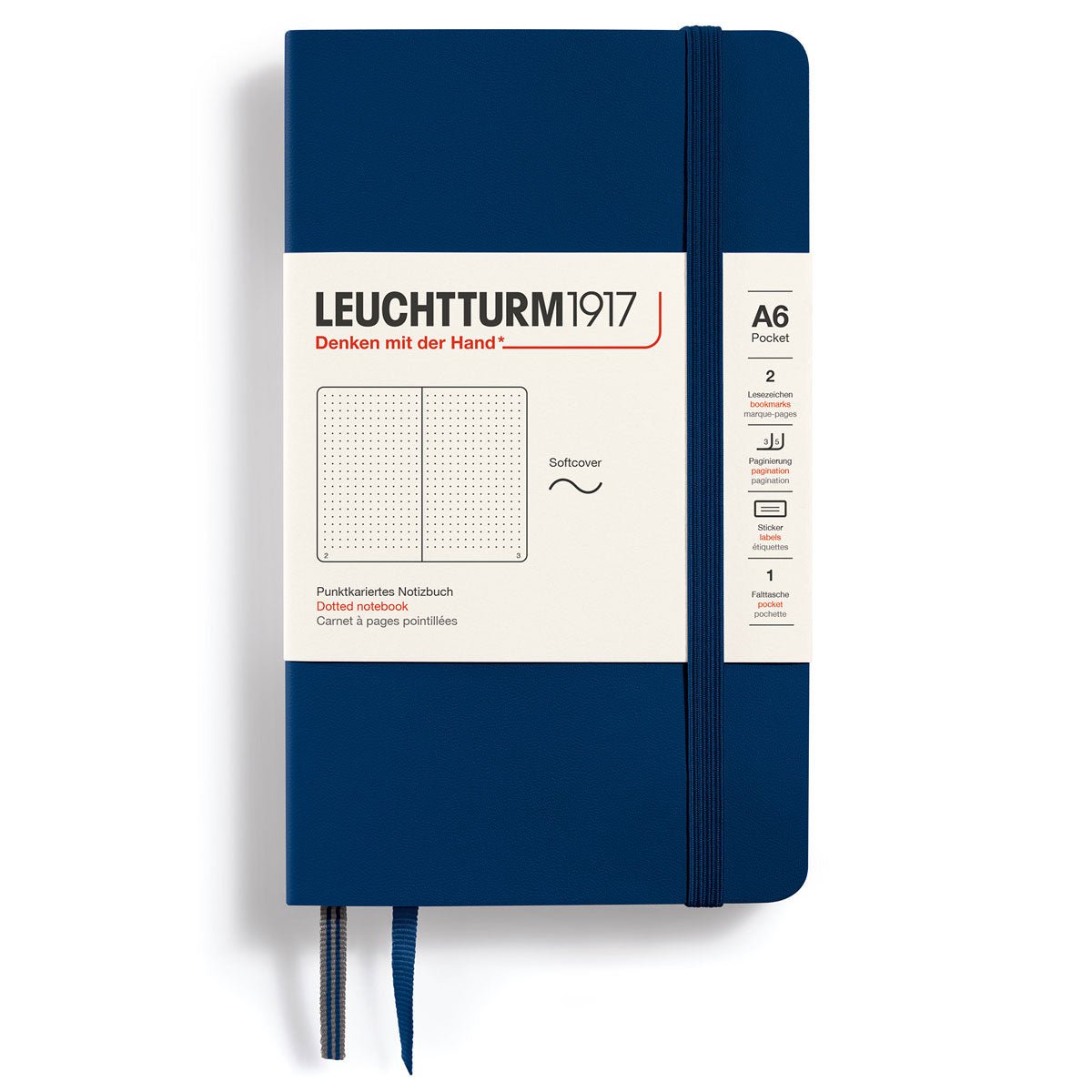 Dotted notebook Lt A6 Mjuk pärm Navy från Leuchtturm1917 - Blå anteckningsbok - Tidformera