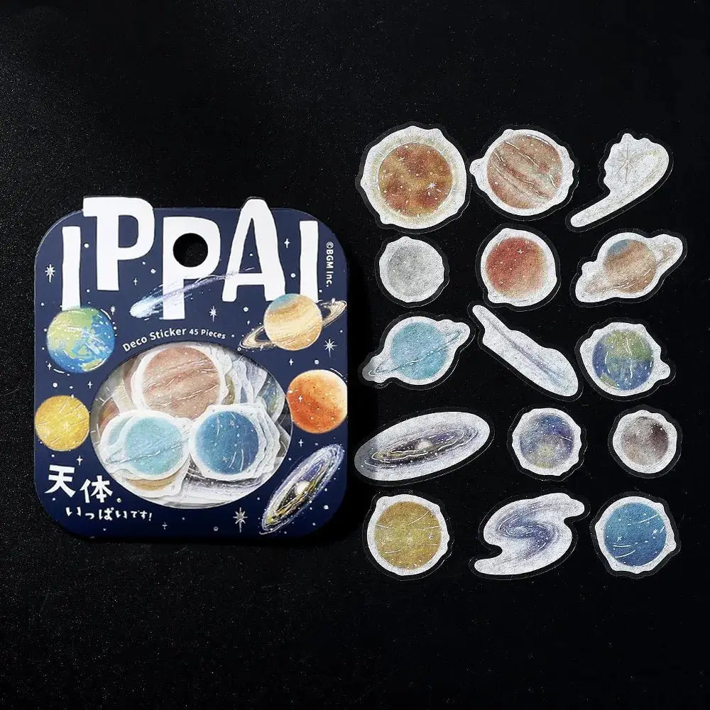 Planeter på klistermärken. Flake stickers - Ippai - Full of Celestial Bodies från BGM - Tidformera