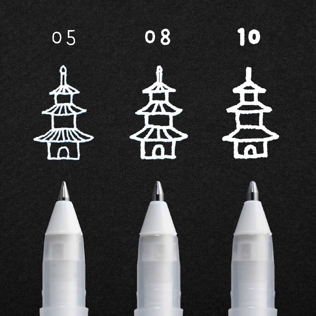 Gelly roll Gelpenna Vit i storlek 05, 08 och 10 från Sakura - Tidformera
