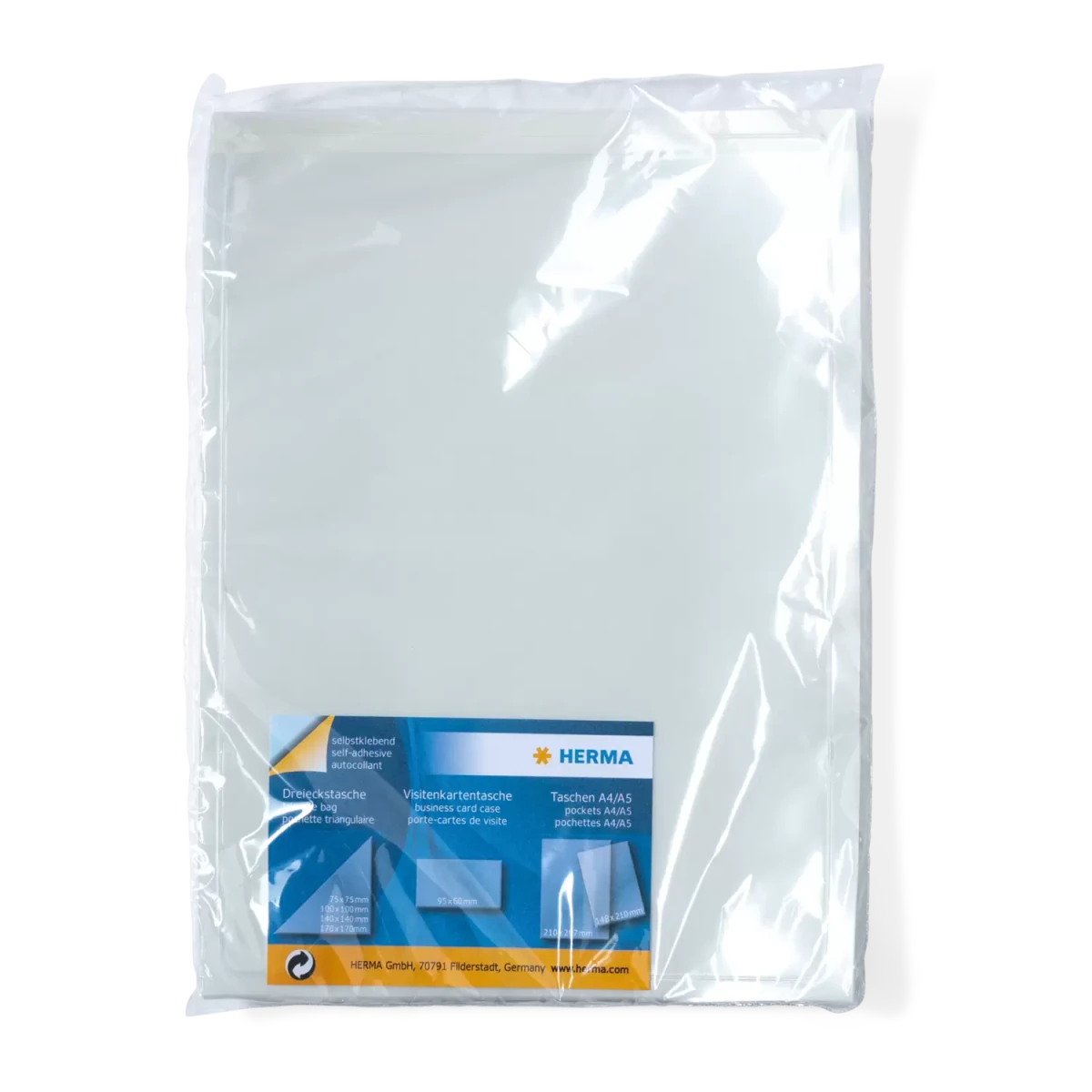 Istoppsfickor A5 - Självhäftande plastficka 10 - pack - 1 - Herma - Tidformera