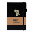 Kraft Paper Journal A5 160 GSM - Golden elephant frÄn Paper24. Svart anteckningsbok med motiv med en guldprÀglad elefant. - Tidformera