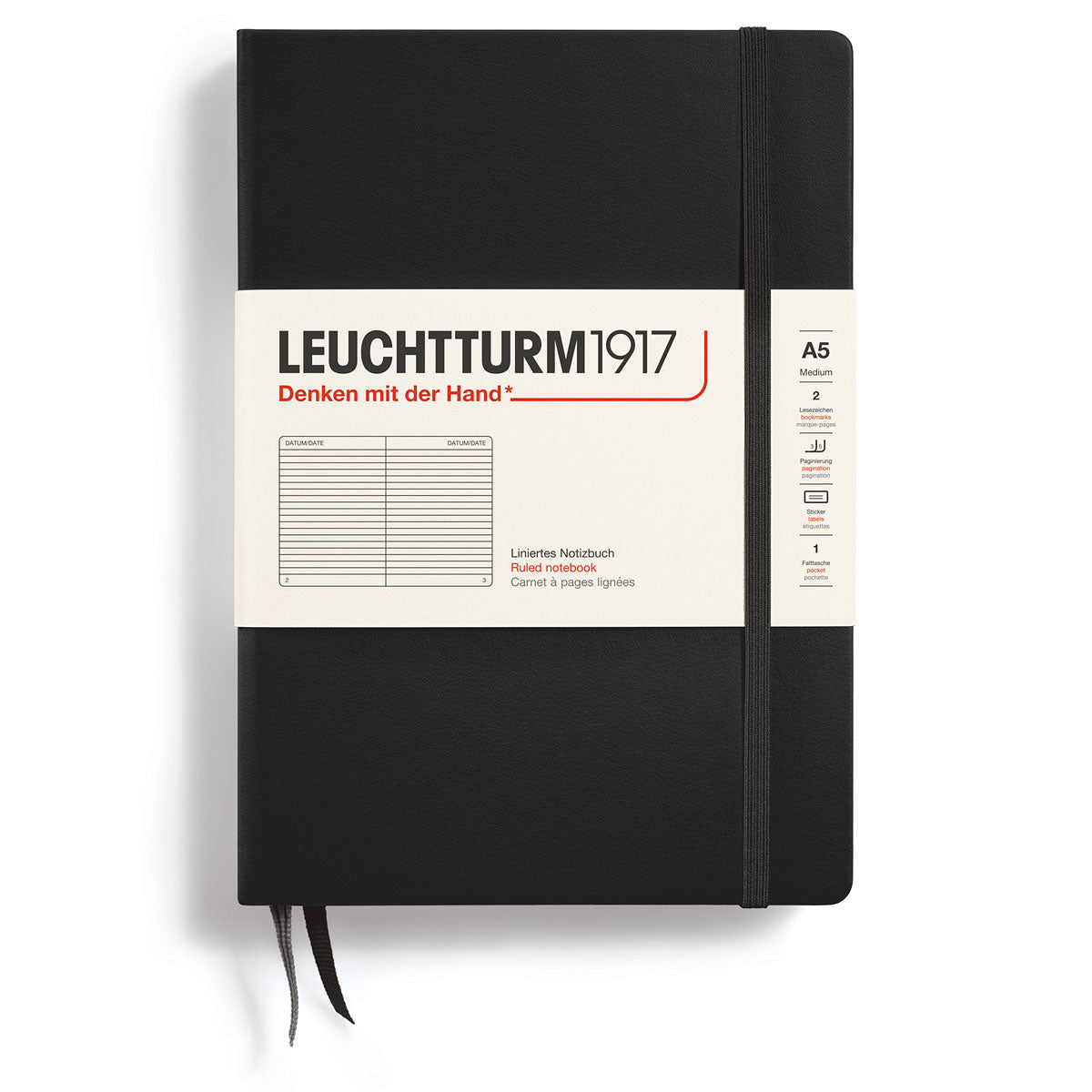 Linjerad skrivbok Lt A5 Hård pärm Black från Leuchtturm1917 - Svart anteckningsbok - Tidformera