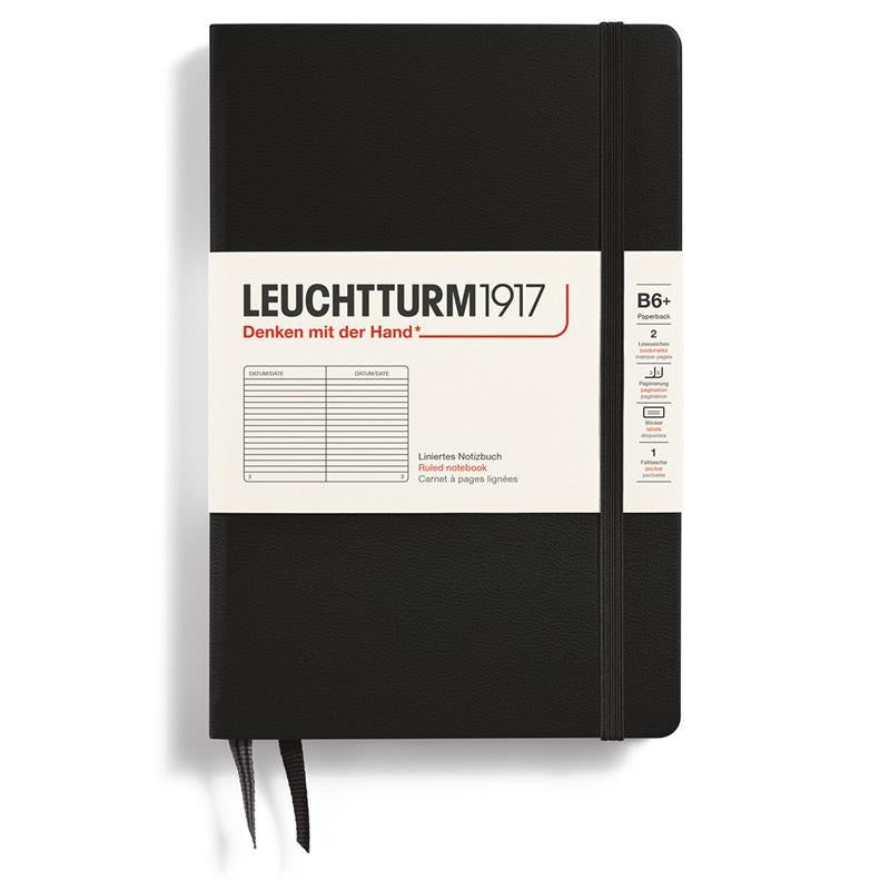 Linjerad skrivbok Lt B6+ Hård pärm Black från Leuchtturm1917 - Svart anteckningsbok - Tidformera