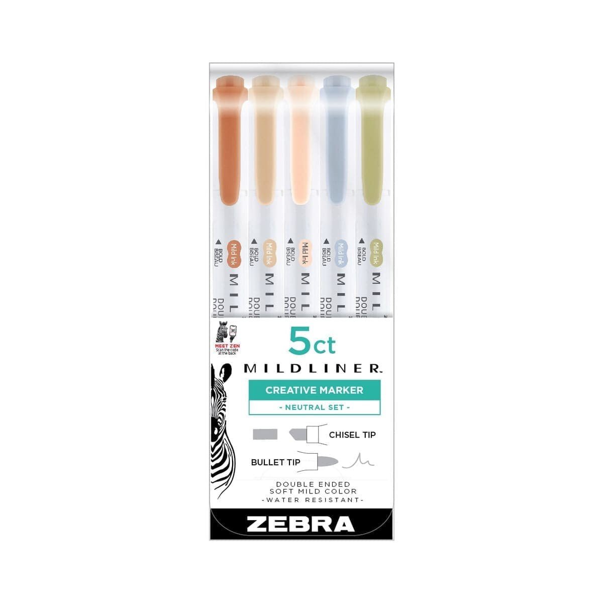 Mildliner Överstrykningspennor 5 - pack - Neutral - 1 - Zebra - Tidformera