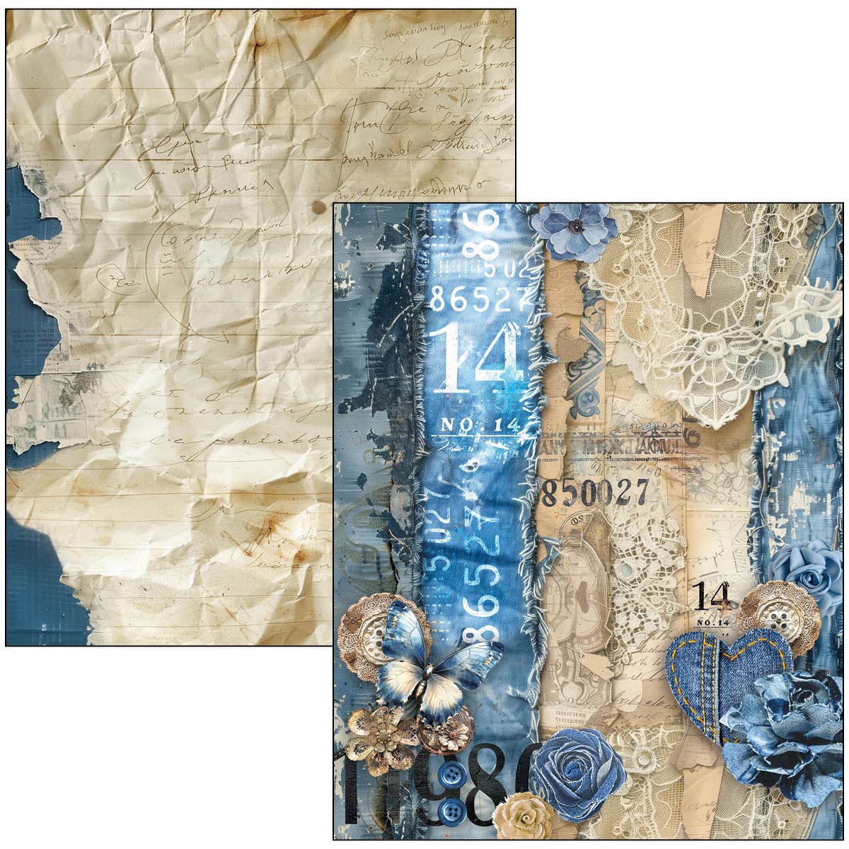 Mixed media book - Urban blue denim - 6 - Ciao Bella - Tidformera