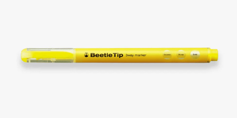 Överstrykningspenna Beetle Tip 3 - way Marker - Yellow - 1 - Kokuyo - Tidformera