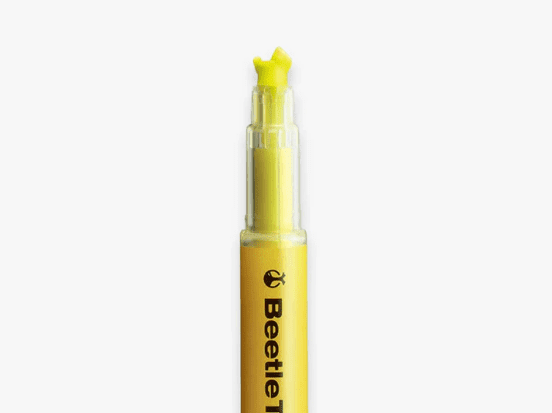 Överstrykningspenna Beetle Tip 3 - way Marker - Yellow - 2 - Kokuyo - Tidformera