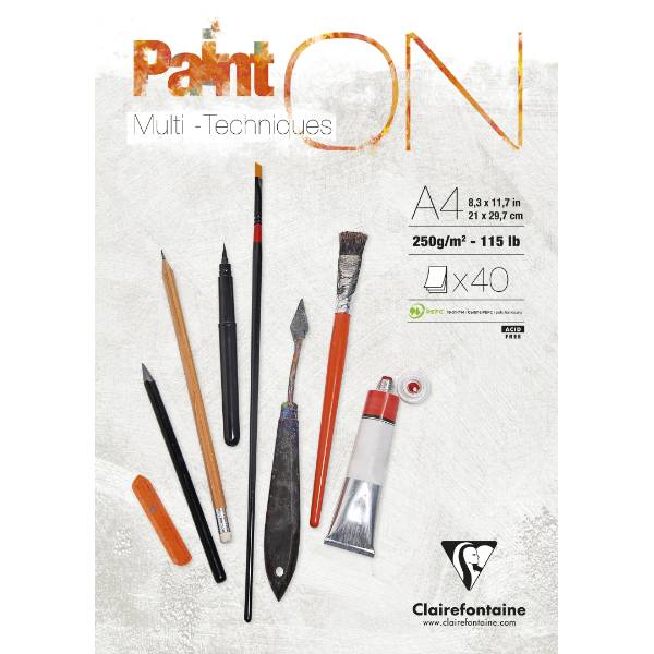 Paint ON Mix media - A4 - 1 - Clairefontaine - Tidformera