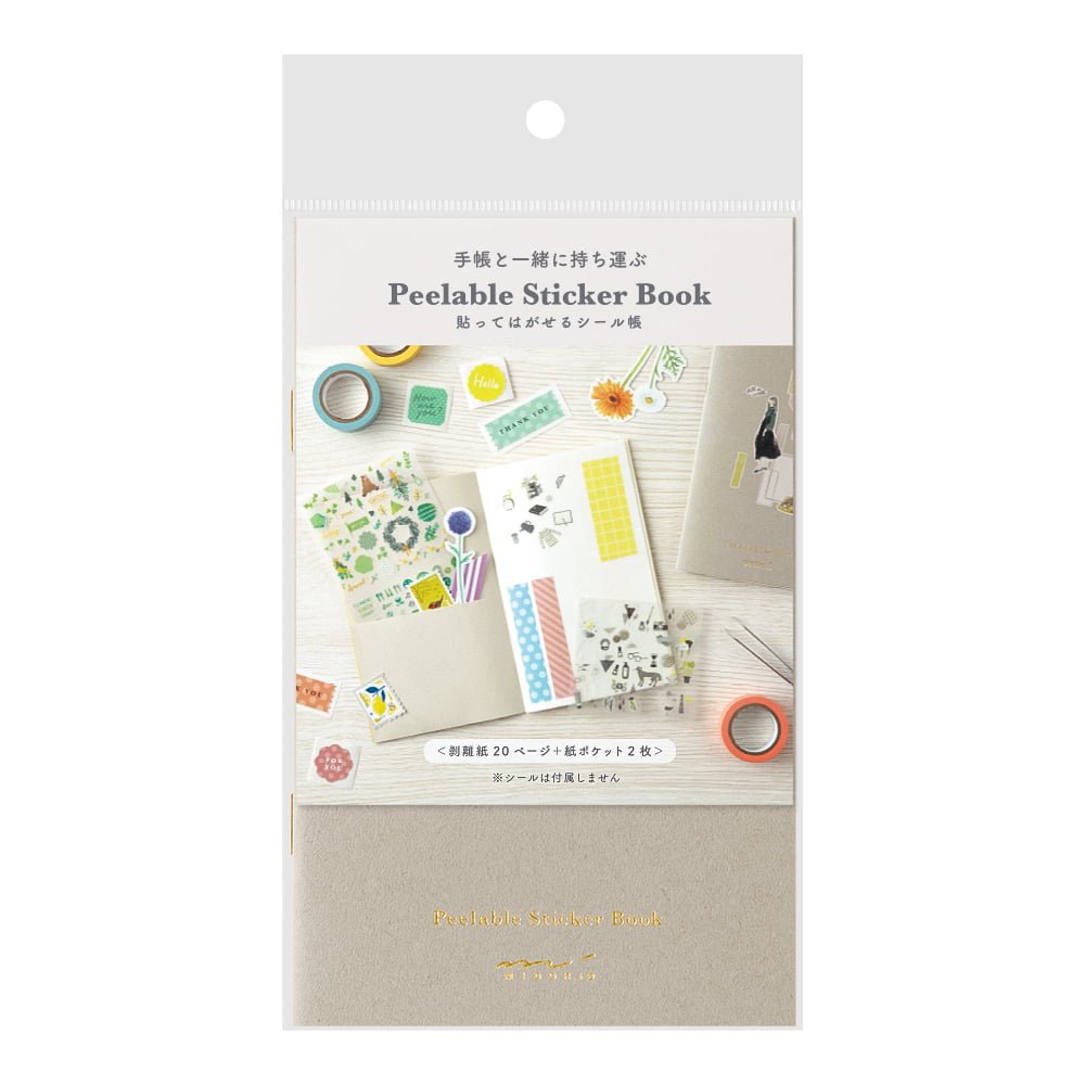 Peelable Sticker Book - Gray från Midori. Förpackning med ett grått häfte. - Tidformera