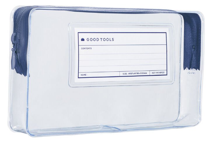 Pen Pouch Clear - Good Tools - Navy Zipper - 1 - Kokuyo - Tidformera