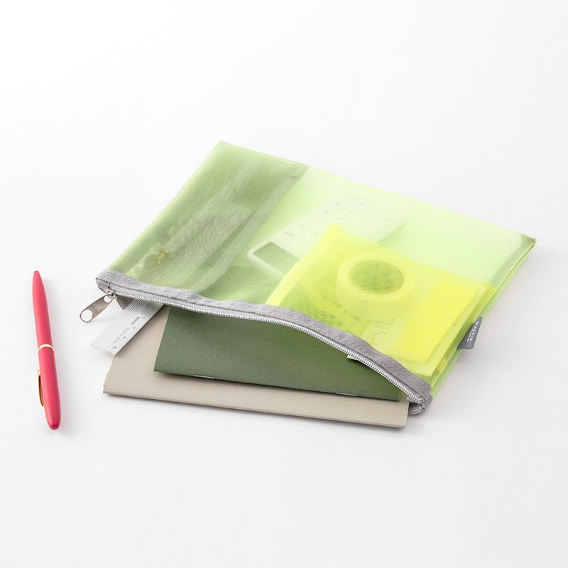 Pen & Tool Pouch Mesh Yellow Green - 4 - Midori - Tidformera