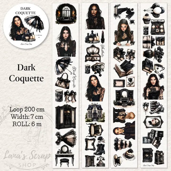 Pet Tape - Lana - 70 mm - Dark Coquette - 2 - Lana's Scrap Shop - Tidformera