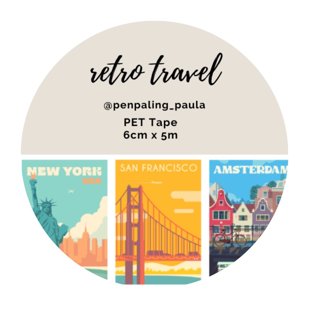 Pet Tape - Penpaling Paula - Retro Travel 60 mm - 1 - Penpaling Paula - Tidformera