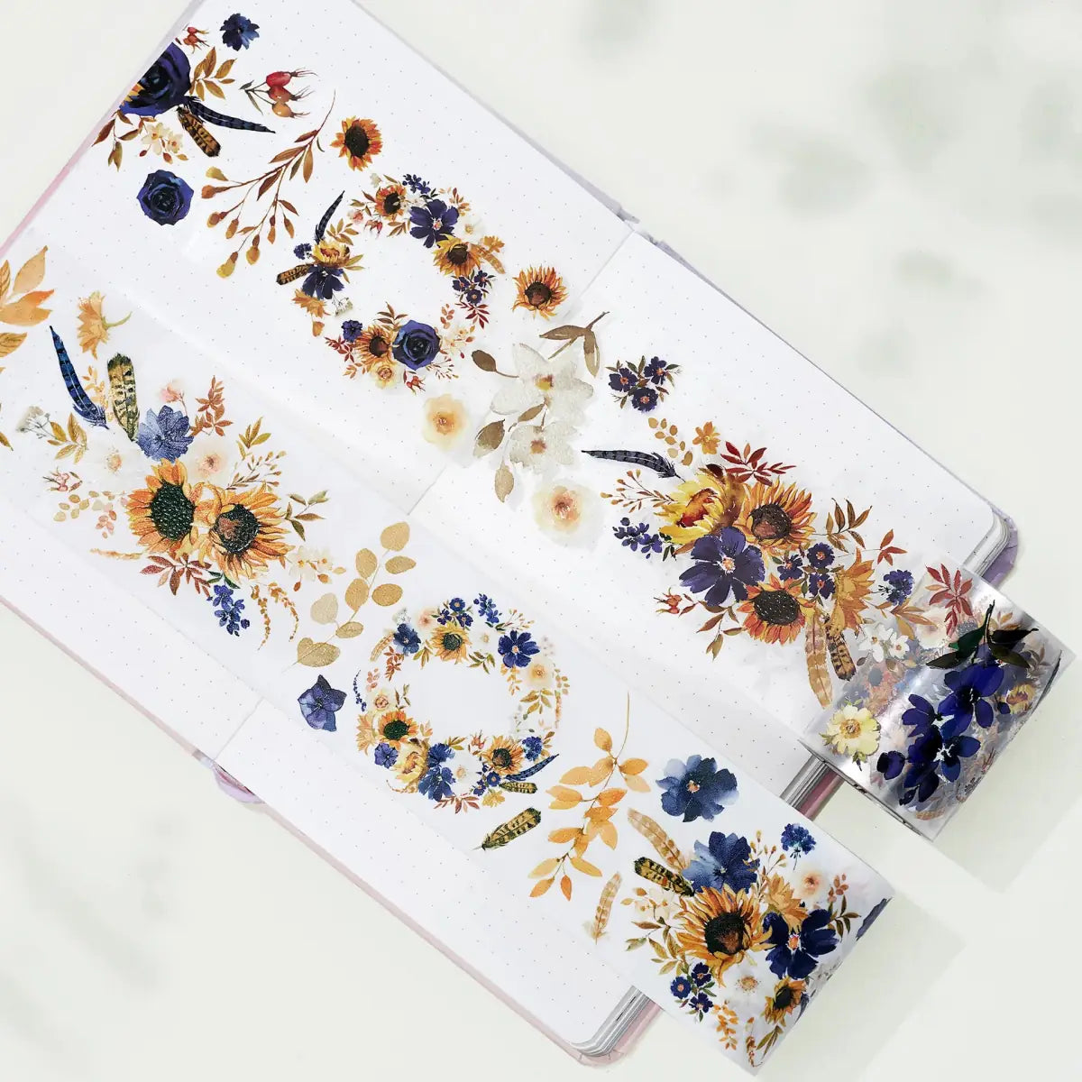 Pet tape Sunflower & Navy - 60 mm - 2 - Washi Tape Shop - Tidformera
