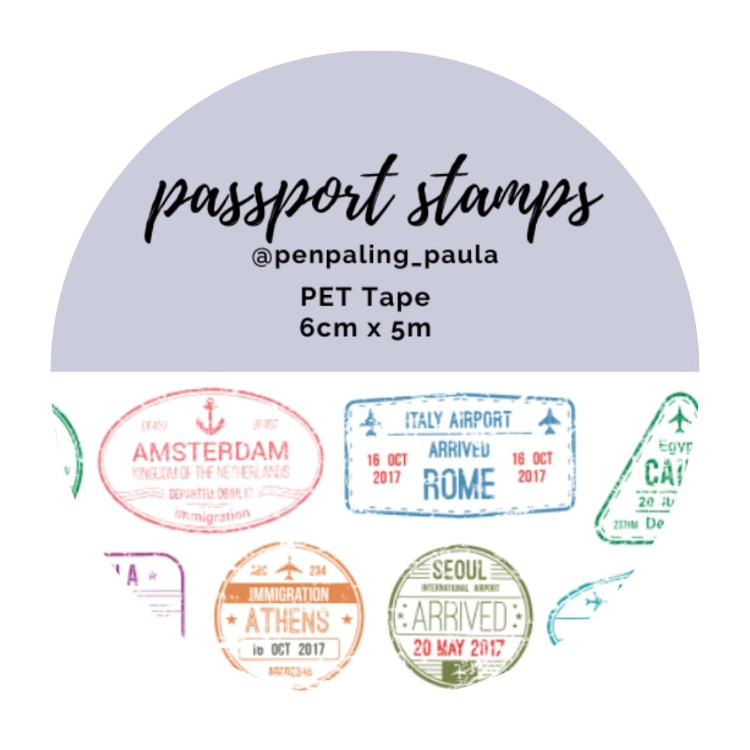 Pre cut Pet Tape - Penpaling Paula - Passport Stamps 60 mm - 1 - Penpaling Paula - Tidformera