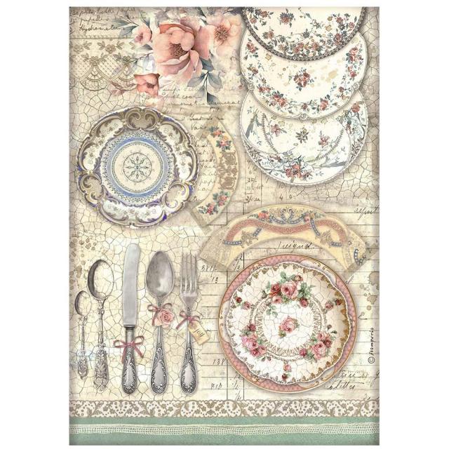 Rice Paper A4 Brocante Antiques - Plates - 1 - Stamperia - Tidformera