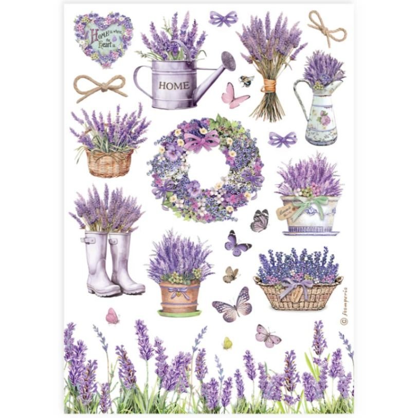 Rice Paper A4 Lavender - 1 - Stamperia - Tidformera