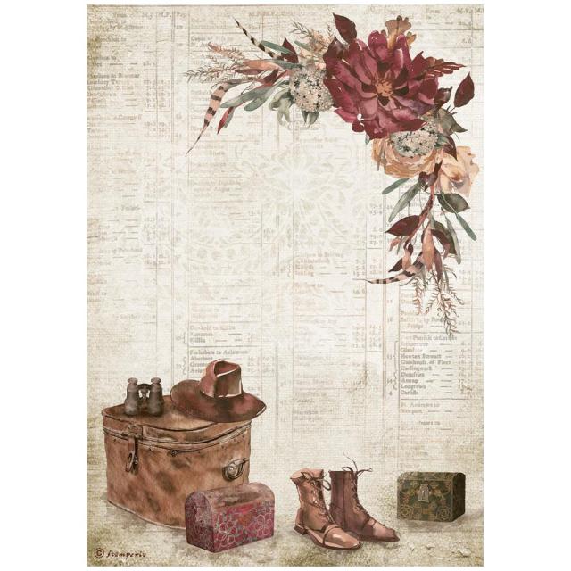 Rice Paper A4 Our Way Country Elements - 1 - Stamperia - Tidformera