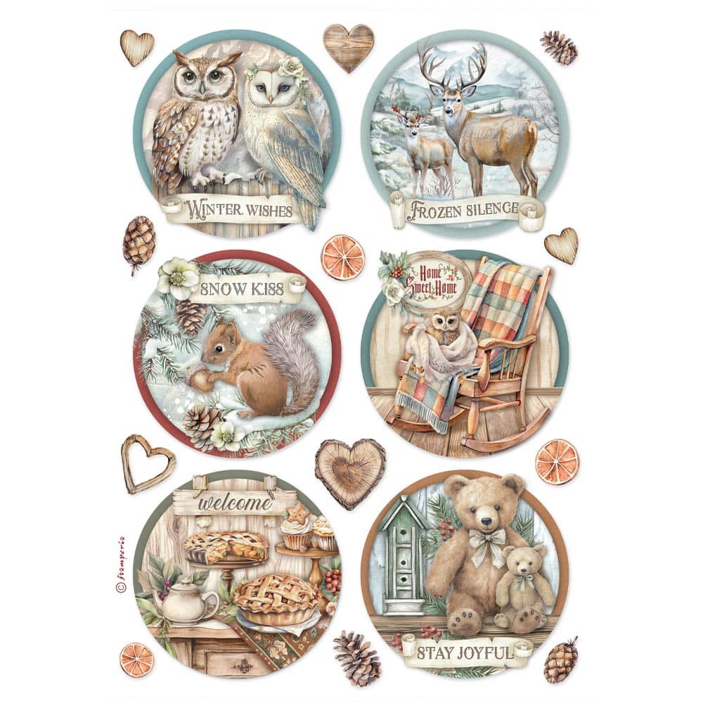 Rice Paper A4 - The Owl's House - 6 rounds - 1 - Stamperia - Tidformera