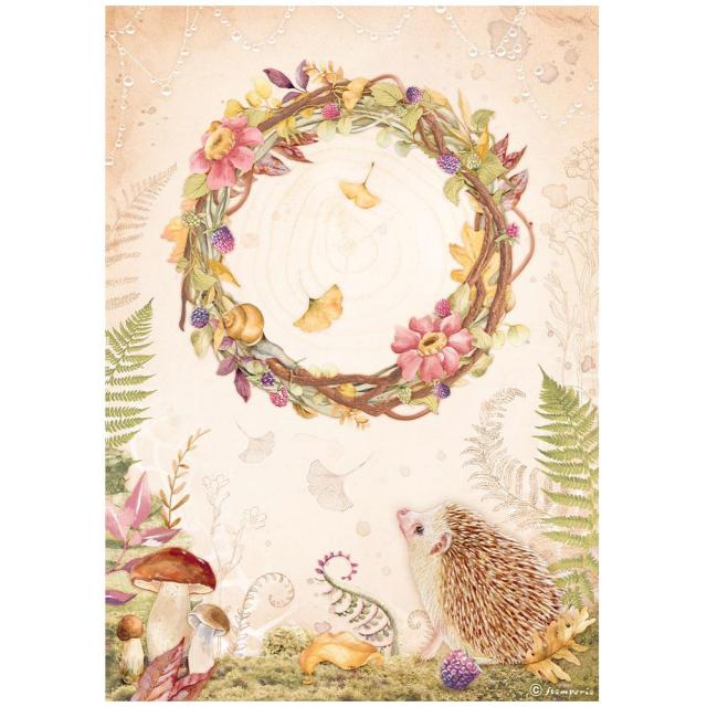 Rice Paper A4 Woodland Garland - 1 - Stamperia - Tidformera