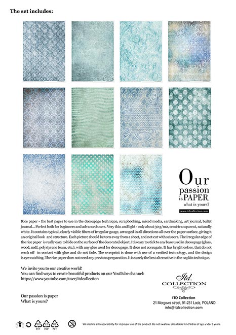 Rice paper set - A4 - Four elements - Water - 14 - ITD Collection - Tidformera
