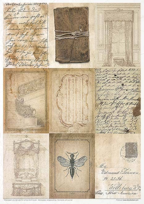 Rice paper set - A4 - Old Diary - 4 - ITD Collection - Tidformera