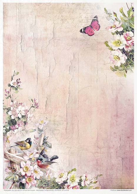 Rice paper set - A4 - Rosy Summertime - 2 - ITD Collection - Tidformera