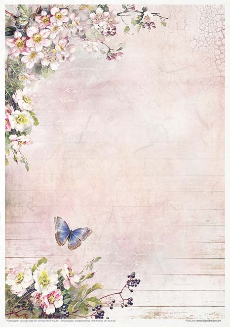 Rice paper set - A4 - Rosy Summertime - 9 - ITD Collection - Tidformera