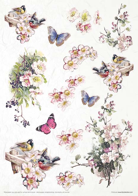 Rice paper set - A4 - Rosy Summertime - 7 - ITD Collection - Tidformera