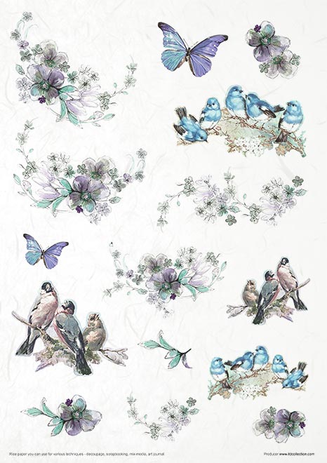 Rice paper set - A4 - Summertime in blue - 11 - ITD Collection - Tidformera