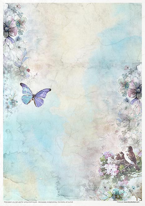 Rice paper set - A4 - Summertime in blue - 2 - ITD Collection - Tidformera