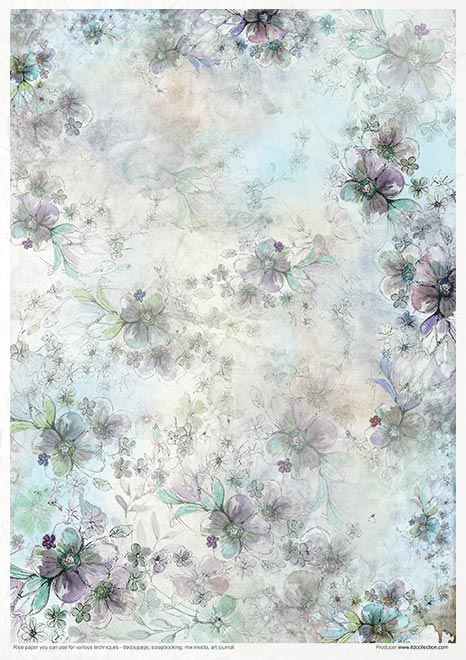 Rice paper set - A4 - Summertime in blue - 4 - ITD Collection - Tidformera