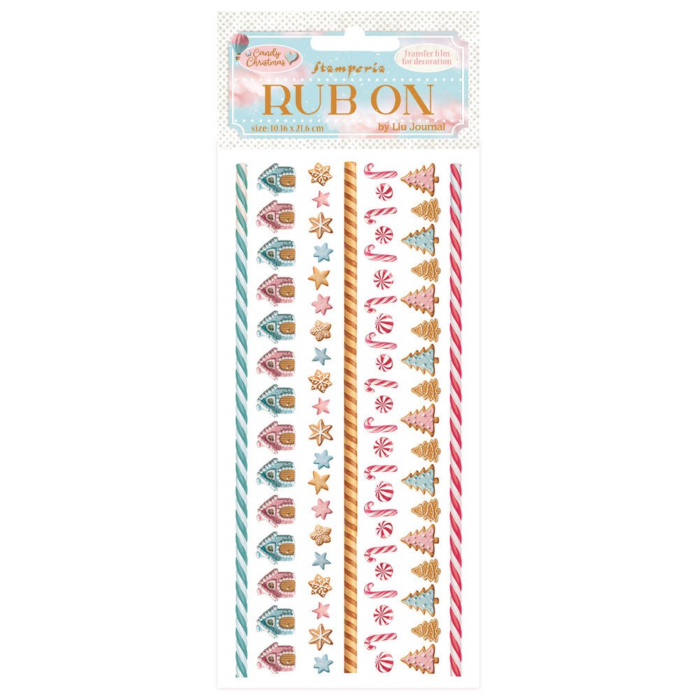 Rub - on - Candy Christmas - Stripes - 1 - Stamperia - Tidformera